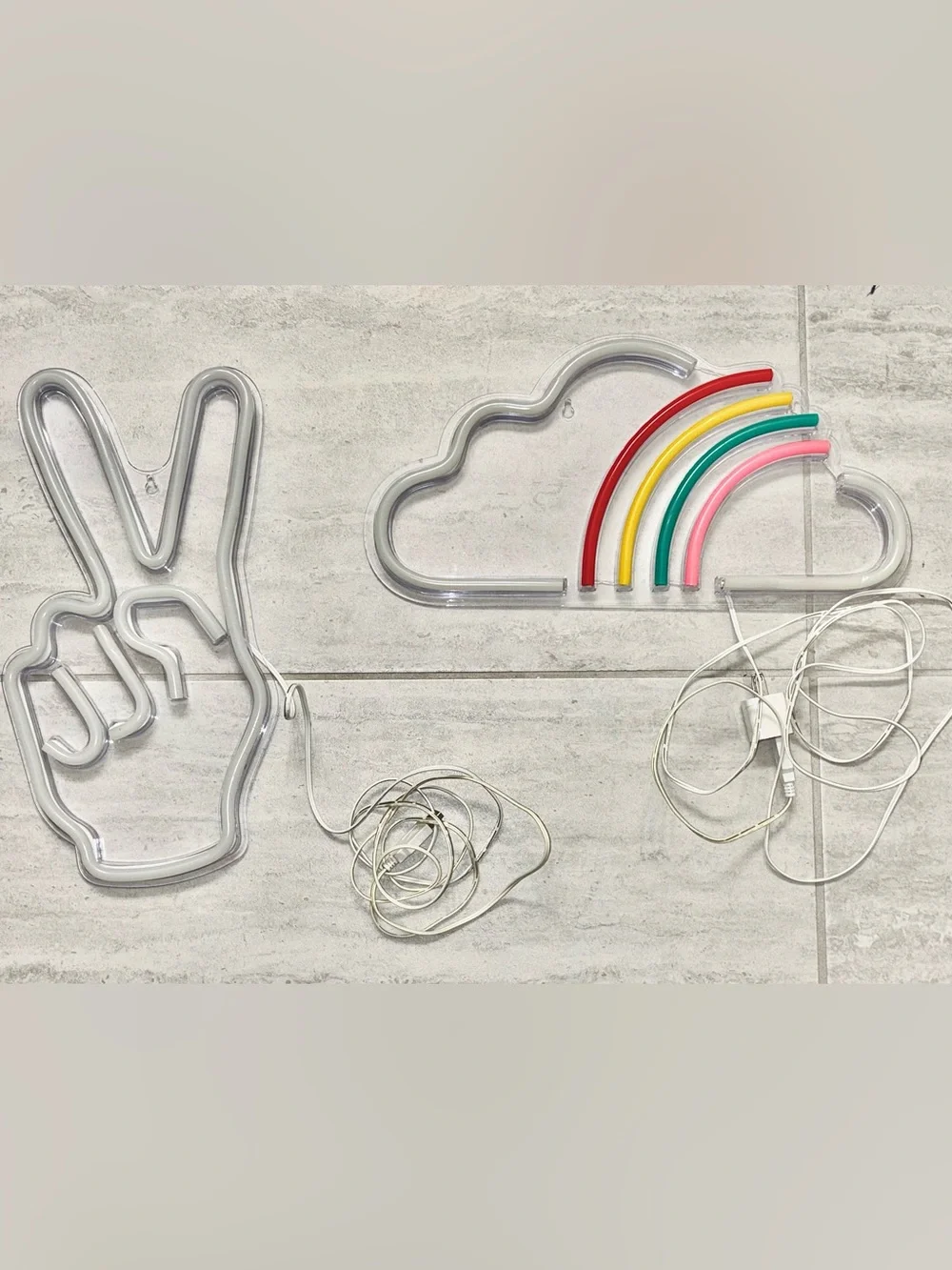 Rainbow Cloud/PEACE White LED Wall Light| MultI CLR Neon Accent.